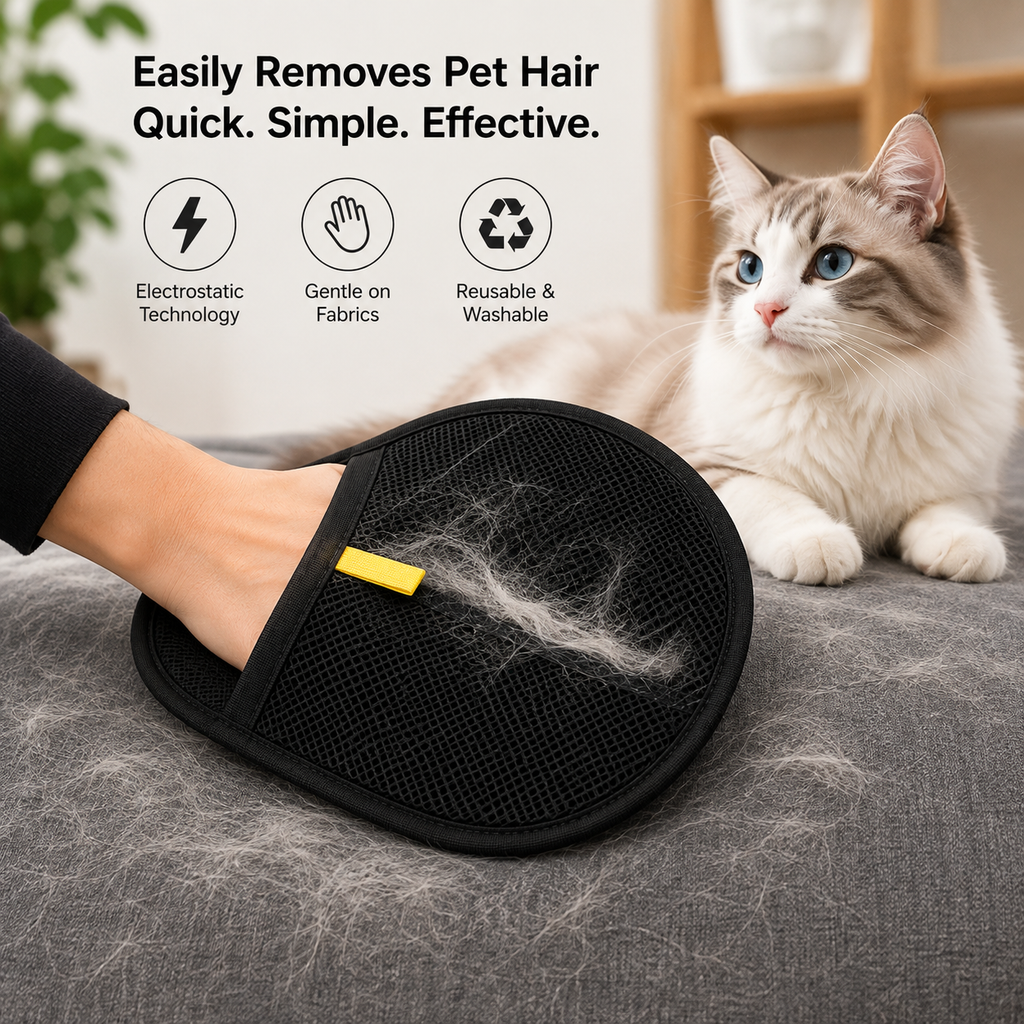 ROSEBELLER Reusable Pet Hair Remover Portable Washable Clothes Hair Dehairing Gloves Pet Cleaning Products Pet Accessories